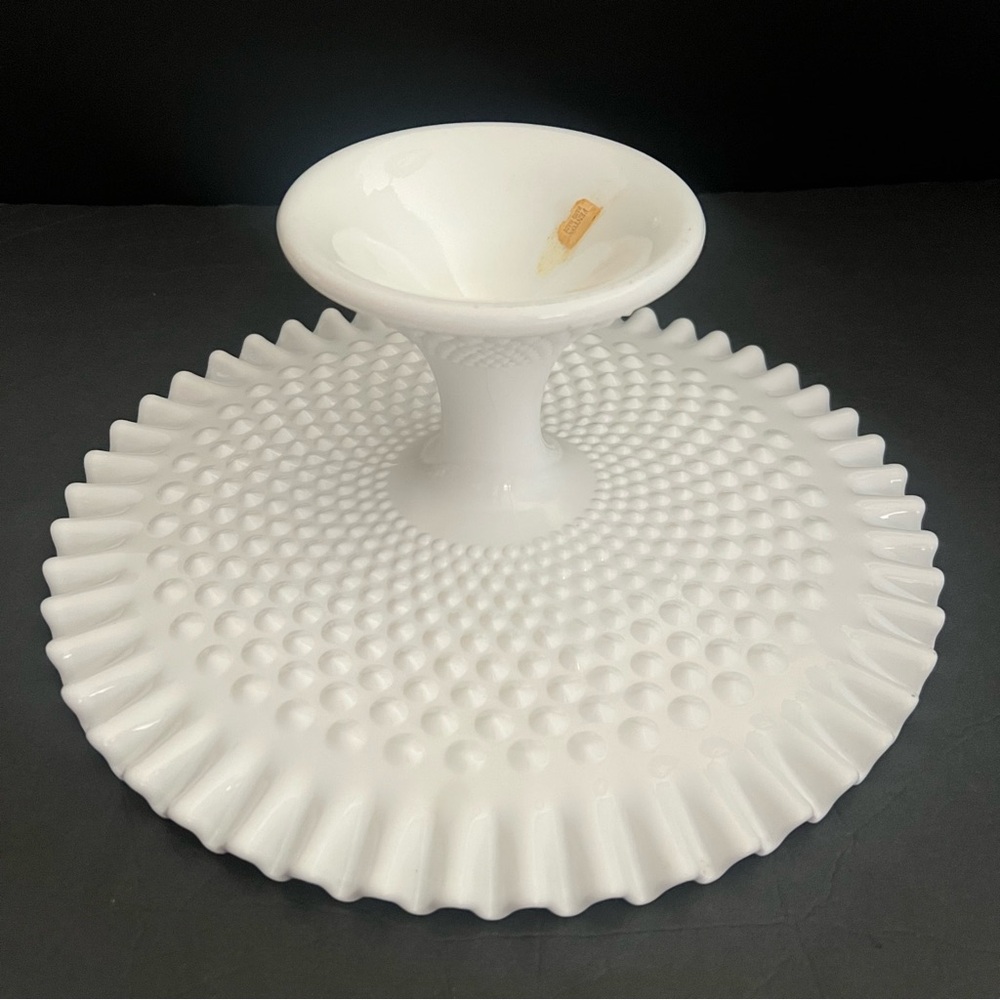 Fenton Milk Glass Cake Stand 13” White Pedestal - Picture 7 of 16